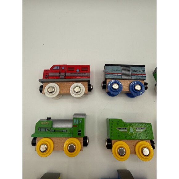 Lot of (12) Orbrium Magnetic Wooden Train Engines Cars Mix - Picture 2 of 7